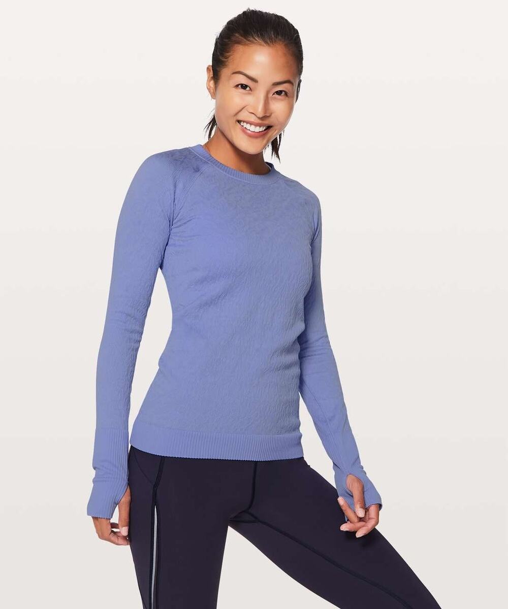 Lululemon Rest Less‎ Pullover Hydrangea Blue Textured Long Sleeve Top 6